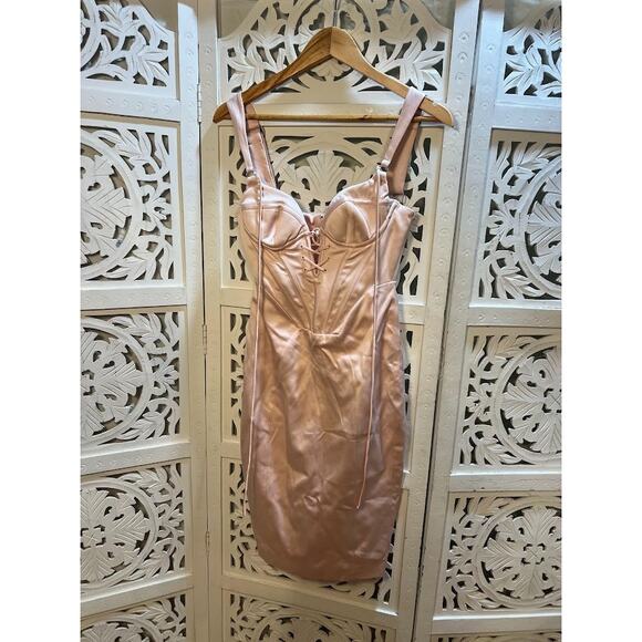 House of CB Marsha Baby Pink Satin Corset Mini Dress Size XS Extra Small - Picture 5 of 10